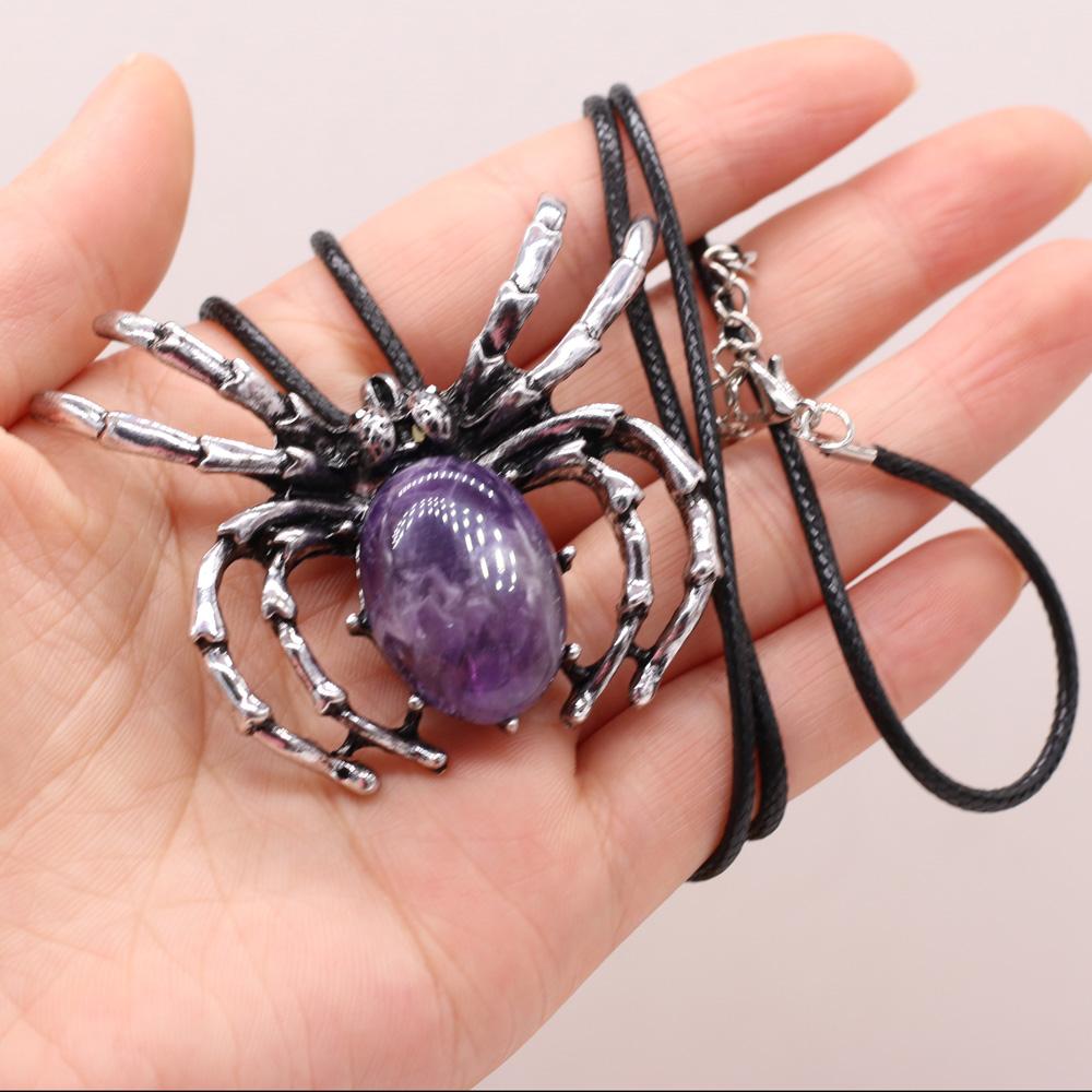 Natural Shell Alloy Necklace Spider-Shaped Brooch Pendant Charms For Elegant Women Love Romantic Gift