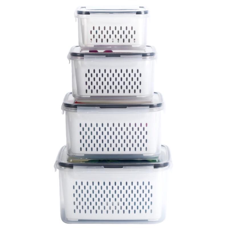 Ruhan Transparent Double-layer Drain Fresh-keeping Box Set