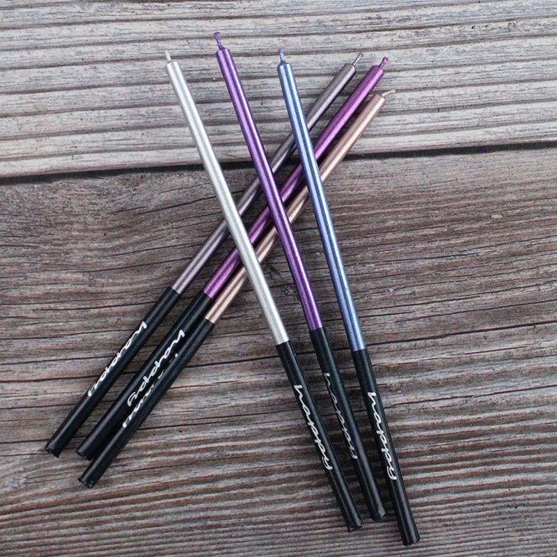 Birthday Party Candles 6 Pack Simple Electroplated Metal Color Straight Rod Wedding Decoration Arrangement Cake Candles