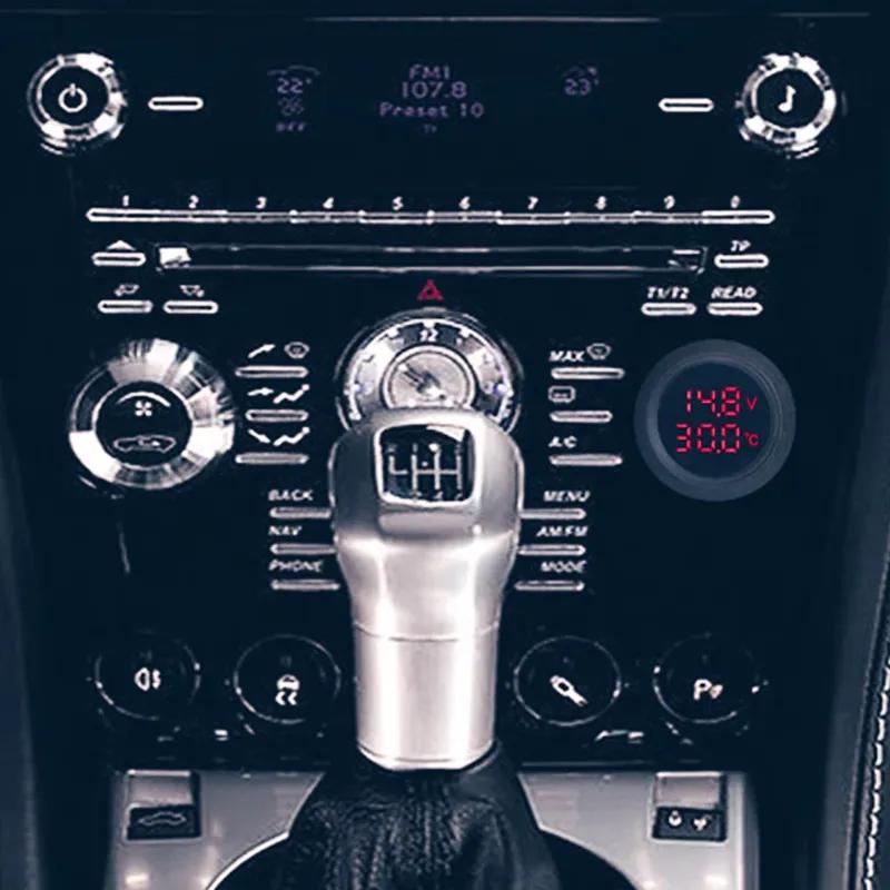 Kebidumei Car Round Temperature Voltmeter 12-24V Auto Voltage Meter Display Digital Measurement Car Motorcycle Boat Thermometer
