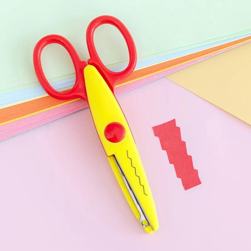 Safety Scissors Wavy Pattern Paper Cutter DIY Handmade Tools Paper Craft Cute Card Photo Scissors Kids Gifts Office Supplies