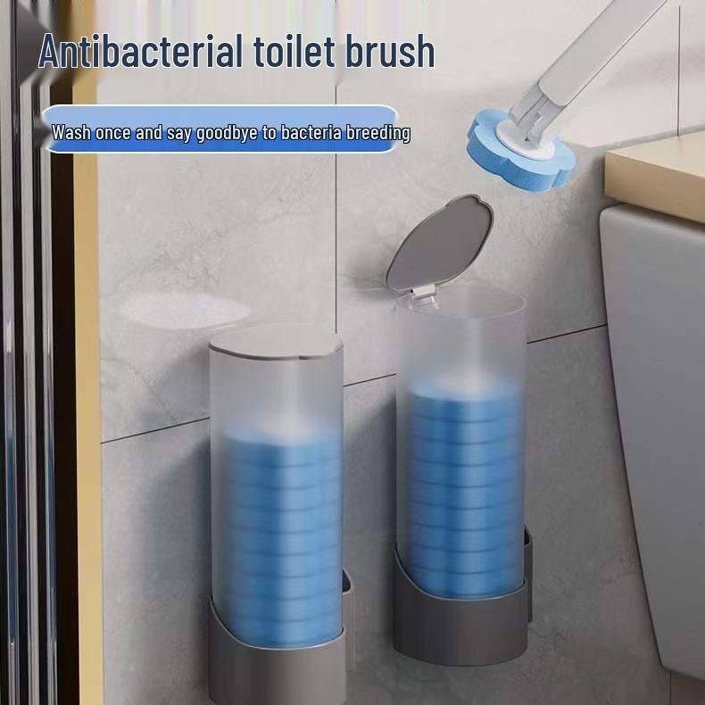 Wall-Mounted Disposable Toilet Brush Heads Set for Complete Bathroom Cleaning