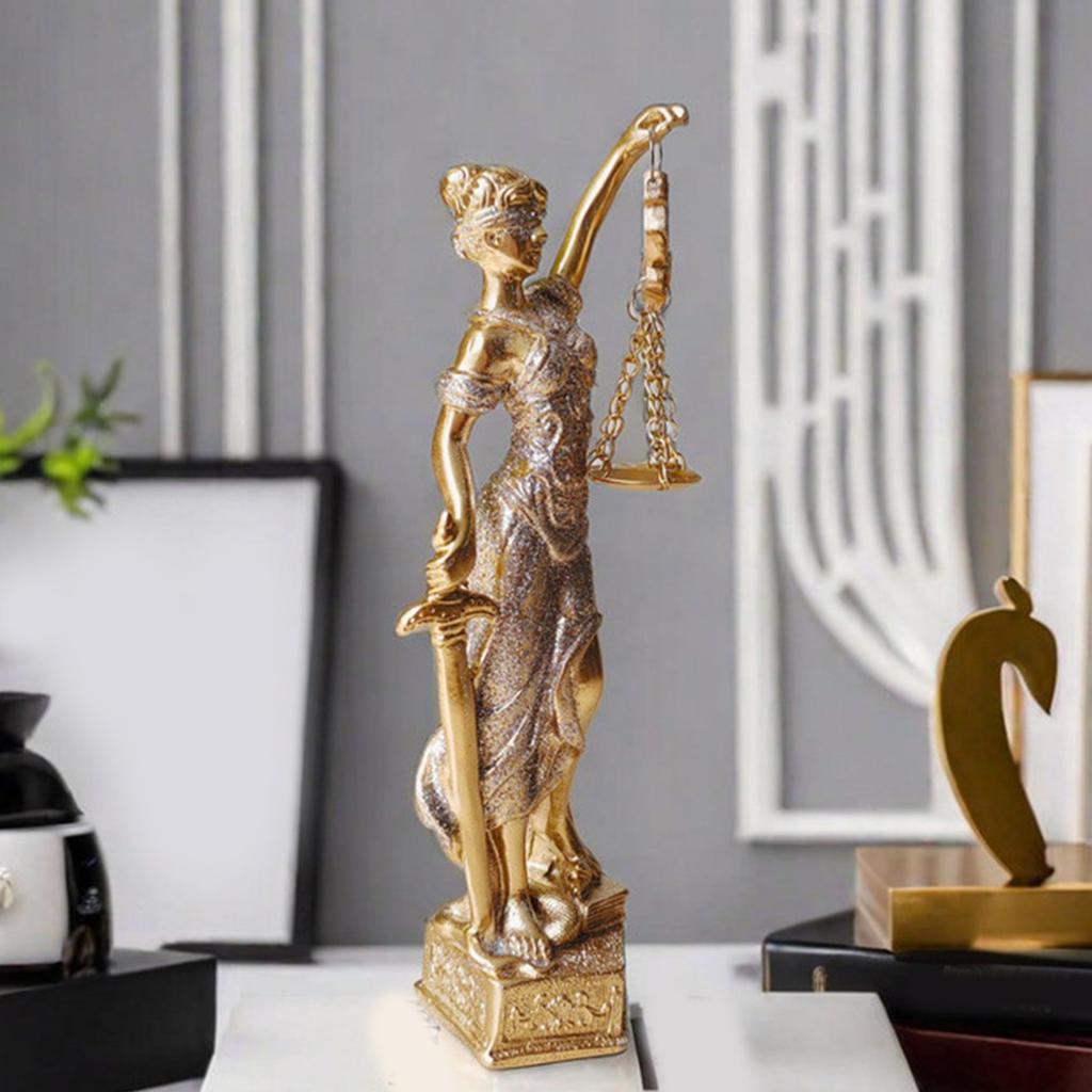 Blind Law Goddess Statue Resins Lady Justice Sculpture with Scale Greek Roman Fairness Figurine Ornament Gift for Lawyer