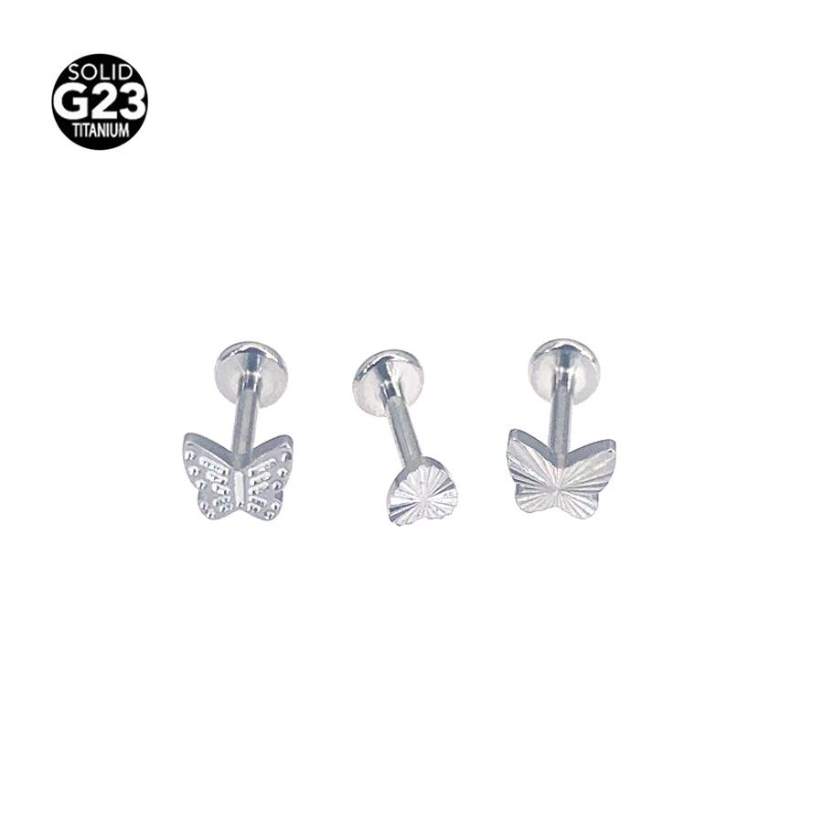 G23 Titanium Heart Bowknot Leaf Cartilage & Lip Stud Piercing Jewelry