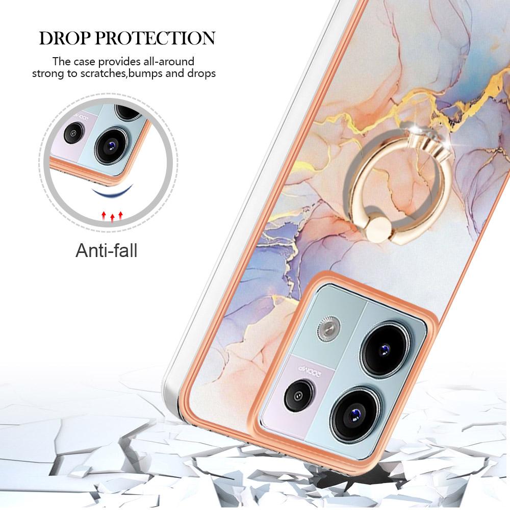 For Xiaomi Redmi Note 13 Pro 5G/Poco X6 5G Case with Ring Kickstand IMD Marble Pattern TPU Back Cover
