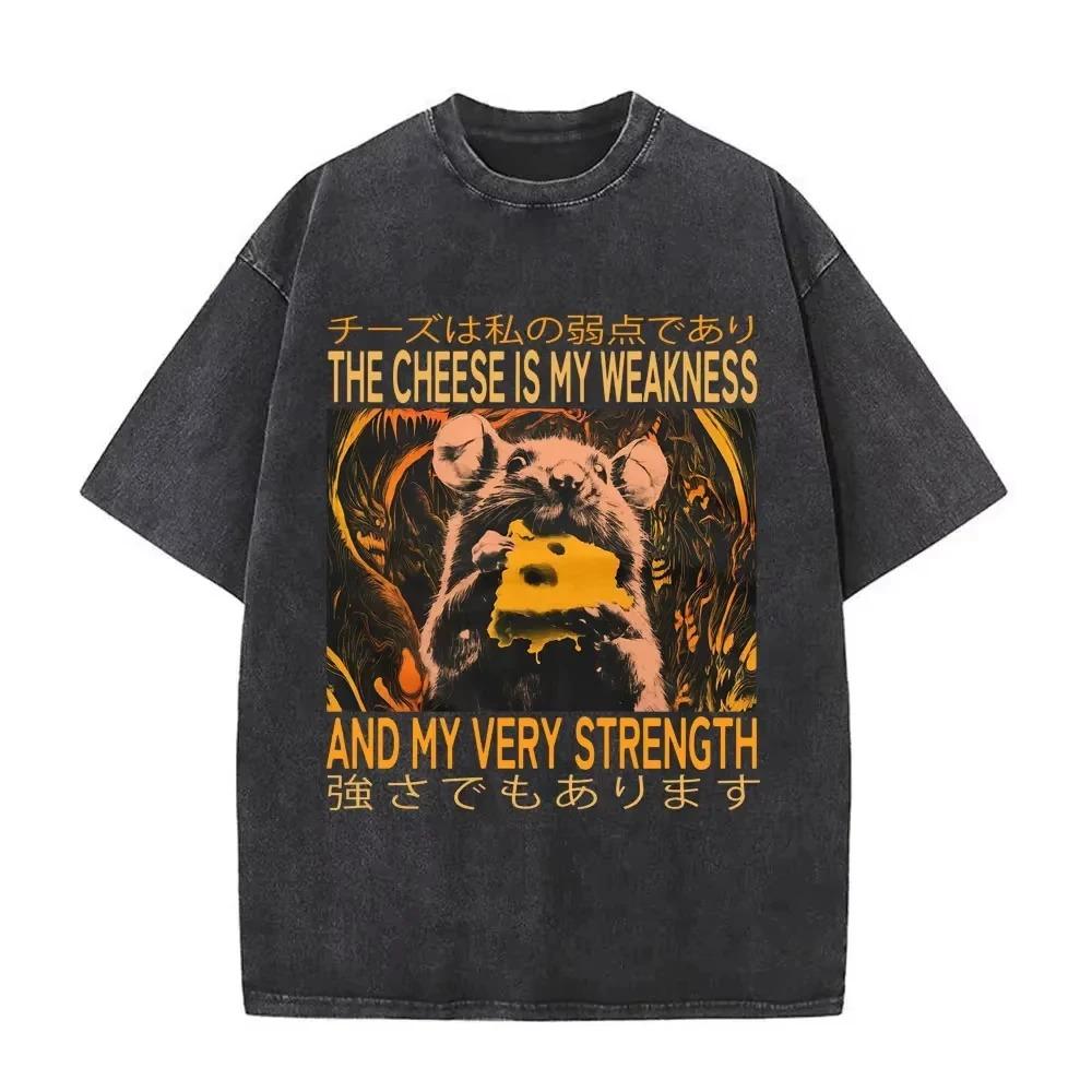 Cooking Is An Art Rat Chef & Sushi Graphic Print Vintage Washed Oversized Streetwear T-Shirt