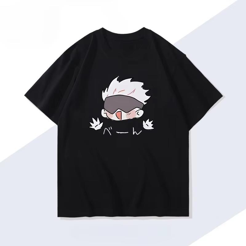Anime Jujutsu Kaisen Gojo Satoru Cartoon T Shirts Men Women Cotton Harajuku Tops Tees Hip Hop Streetwear