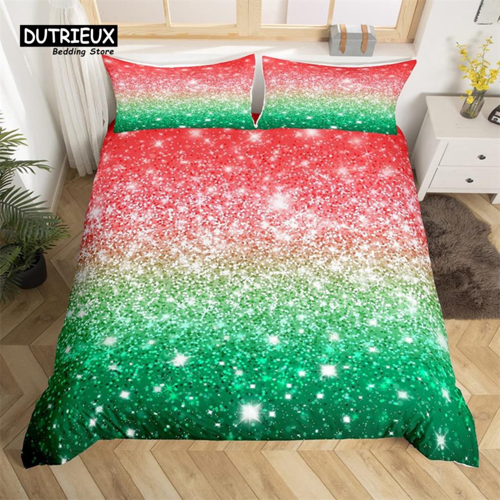 Colorful Glitter Duvet Cover Magical Fantasy Bedding Set Microfiber Fairy Dreamy Gradient Comforter Cover King For Boys Girls