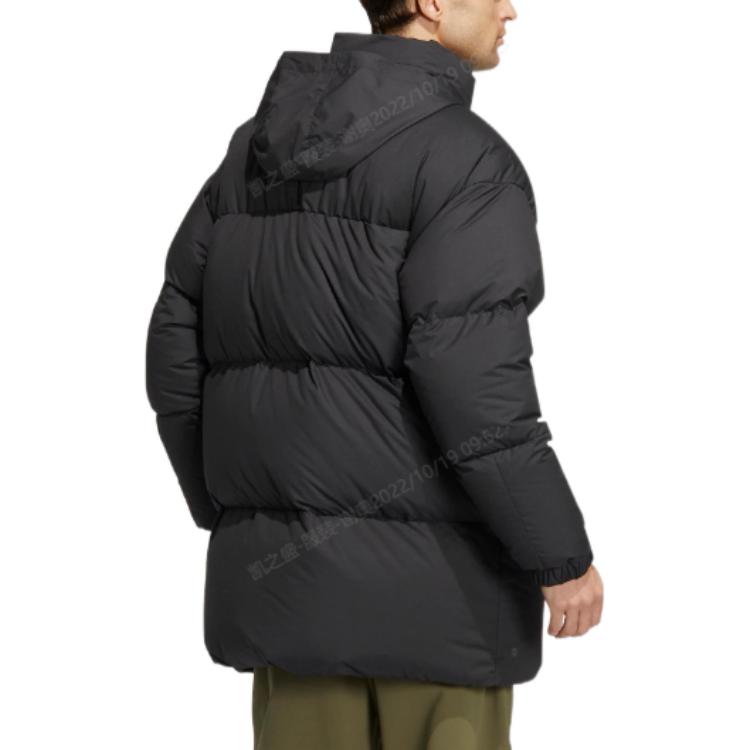 Adidas Zip-Up Down Jacket With Brand Logo Print Unisex Outerwear Black HM9706