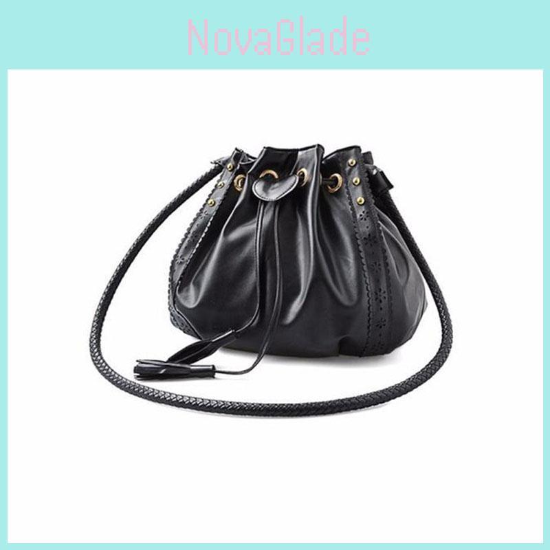 Premium Crafted Bucket Shape Women Tassel Decorated Shoulder Cross Body Bag