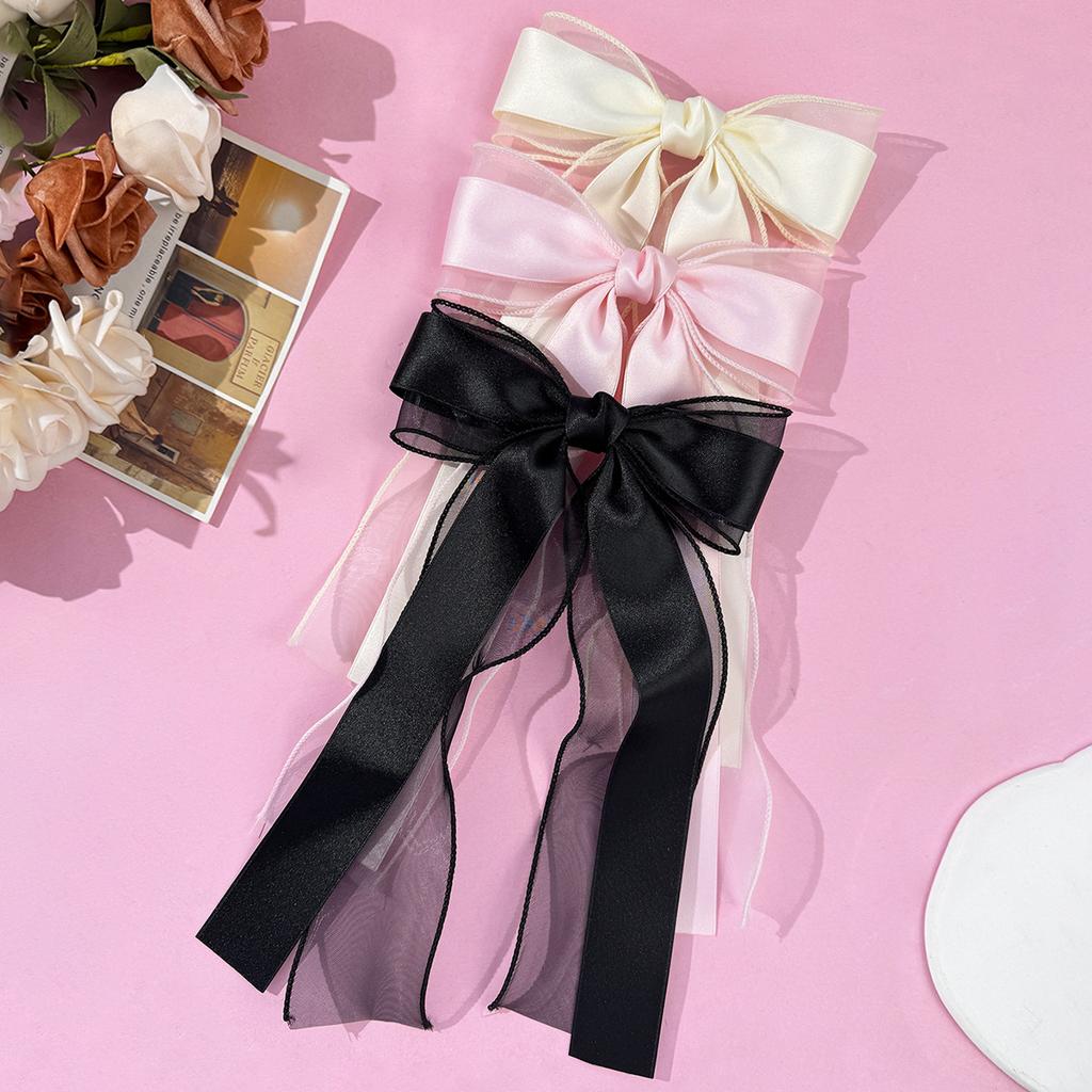 Super Fairy Mesh Bow Ribbon Hair Clip, Fashionable Temperament, High-end Feeling, Back of the Head Spring Clip