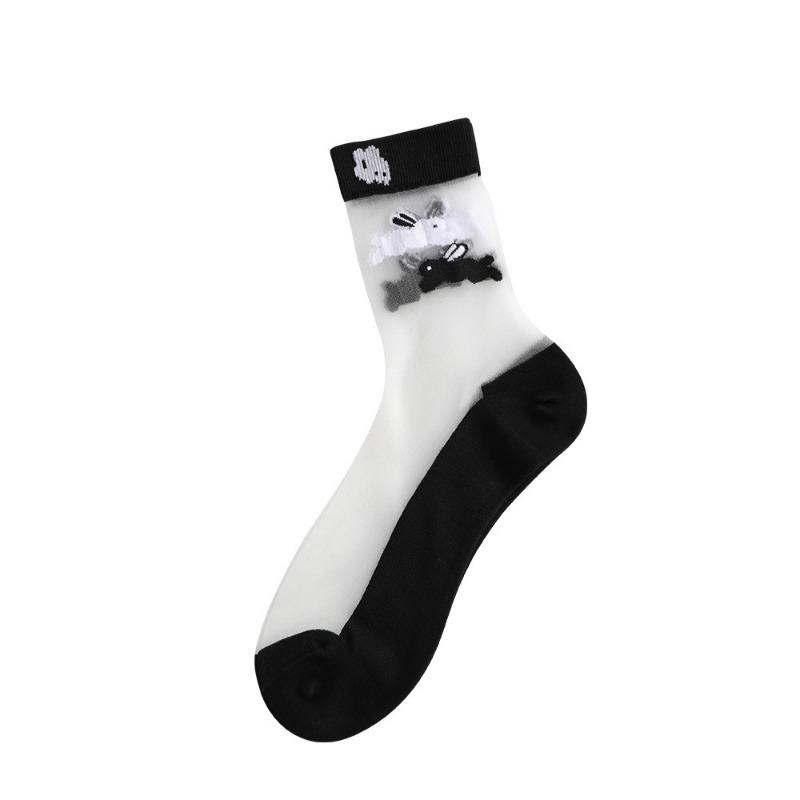 5 Paar Damen Neue Sommer Polka Dot Persönlichkeit Atmungsaktiv Schweißabsorbierend Glasseide Socken