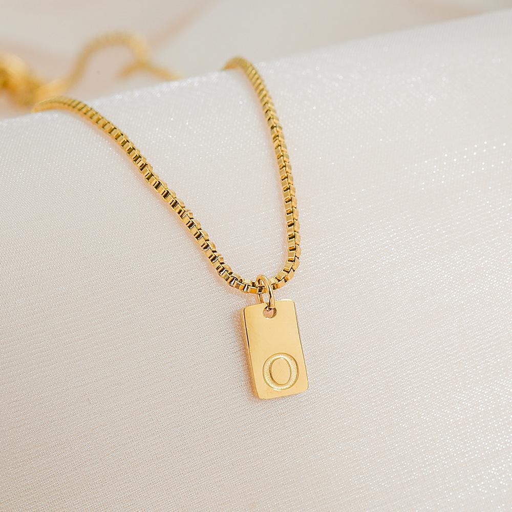 Square Brand 26 English Letters Pendant Necklace Daily Versatile Accessories