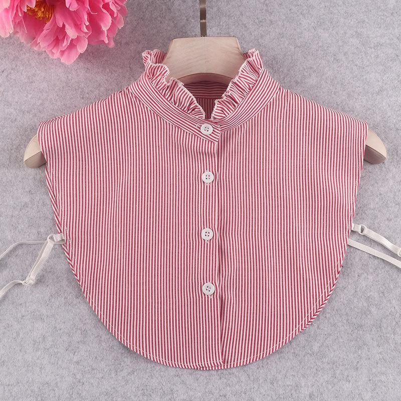 

Полосатая рубашка с искусственным воротником, воротник рубашки, модный универсальный свитер в стиле колледжа для девочек, декоративный воротник, не пропускающий свет