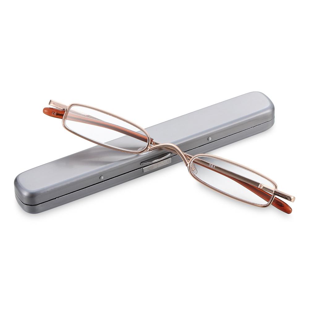 Unisex Mini tragbare Metallrahmen Vision Care Brillen Harz Linse Lesebrille