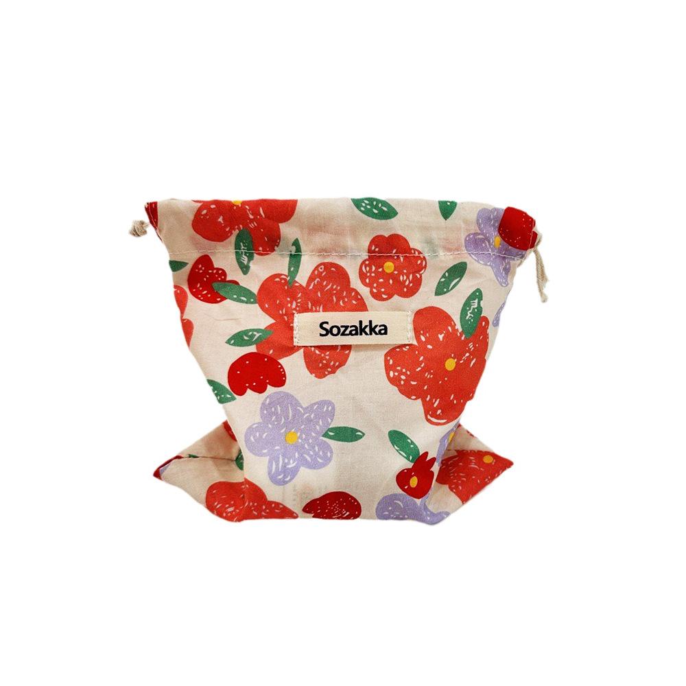 Cotton Linen Floral Storage Drawstring Bag Women Finishing Storage Pouch Cute Makeup Bag Christmas Gift Candy Jewelry Organizer