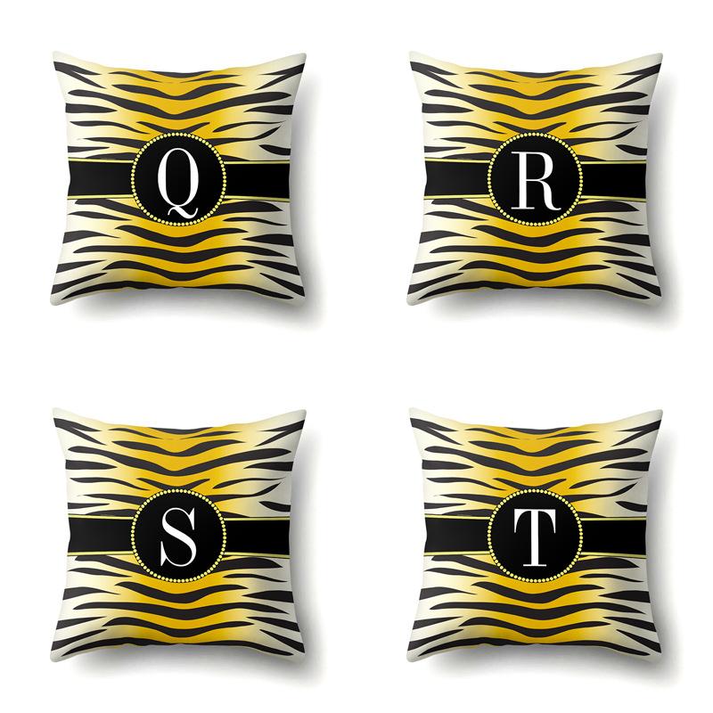 Polyester Pillow Case Leopard Print Decorative Home Bedside Cushion Cover 26 English Letter Printed Pillow Case