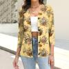 Women's Fashion Casual Print Button-down Shirt 3/4  Sleeve Tops