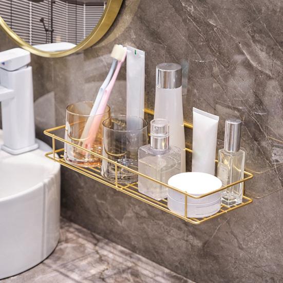 Adhesive Storage Rack Wall Mounted Large Capacity Rack with Hollow Drainage Anti-Rust Organizer for Bathroom Kitchen