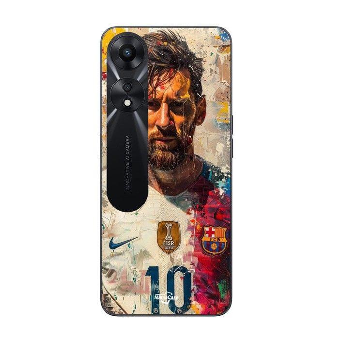 Coque de téléphone - MANIACASE - Oppo A78 5G - Silicone TPU - Noir - Messi Barcelone 10