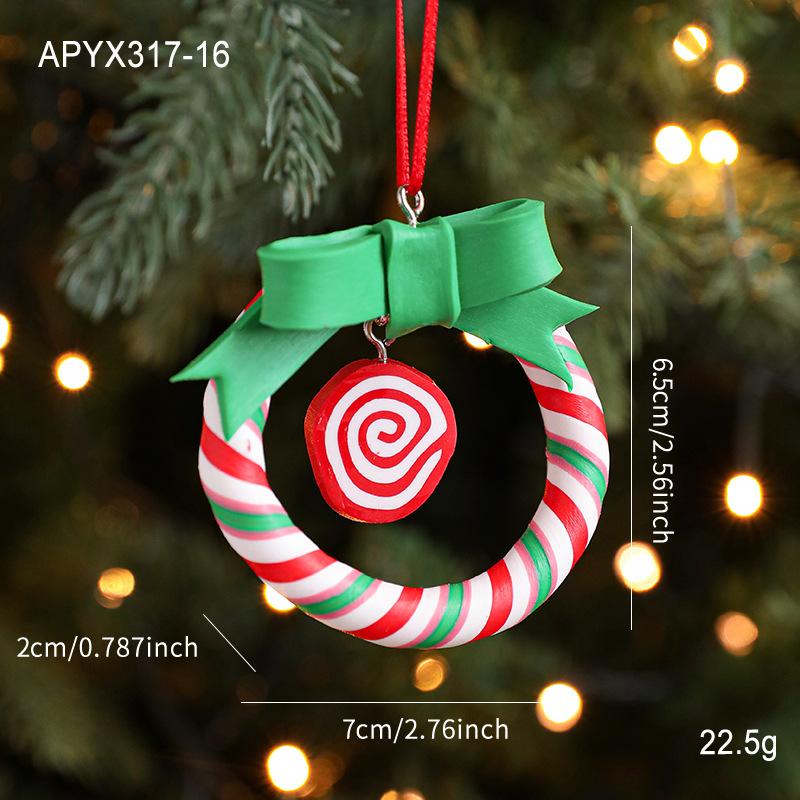 Drop Ornaments Realistic Christmas Pendant Lollipop Decoration Soft Ceramic Candy Cane Ornament For Christmas Tree Xmas Holiday