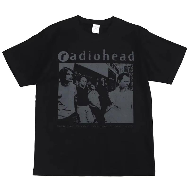 Radiohead Print American Street Hip Hop Vintage Black Short Sleeve TShirt Unisex