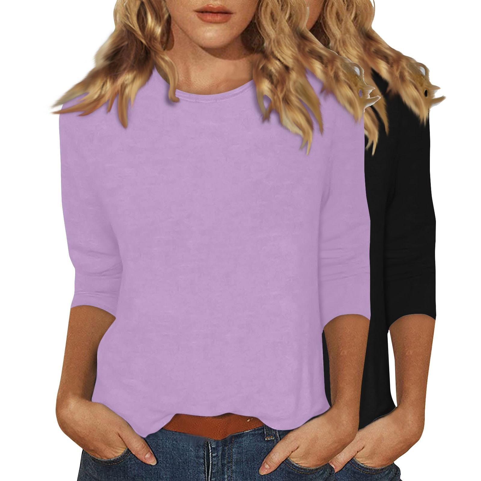 

Женская мода повседневный универсальный повседневный топ с круглым вырезом и рукавом три четверти XL