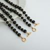 French Light Luxury Natural Stone Black Agate Round Beads Beaded Handmade Necklace Titanium Steel Ot Buckle Versatile Sweet Girl Collarbone Chain