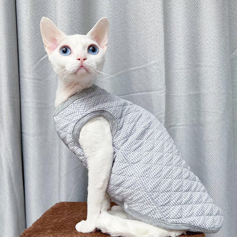 XS-2XL New Sphynx Hairless Cat Jacket Sweater Autumn Winter Thickening Warm Cat Clothes Vest Pet Costume For Kitten And Puppy