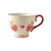 Ceramic Strawberry Cup Large Capacity Breakfast Milk Mug Creative Fruit Pattern Dessert Cup Afternoon Tea Flower Tea Coffee Mug
