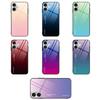 For iPhone 16 Case Tempered Glass+TPU Phone Cover Gradient Color