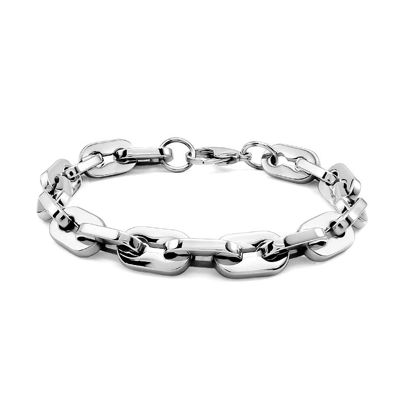 

Trendy Punk Stainless Steel Coffee Beads T Toggle Clasp Link Necklace Chain Eye Shape Jewelry for Unisex Can Be Worn
