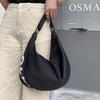 Casual Trendy Messenger Bag Simple Letters Large Capacity Wide Shoulder Strap Shoulder Bag Oxford Cloth Crescent Bag Women's Bag