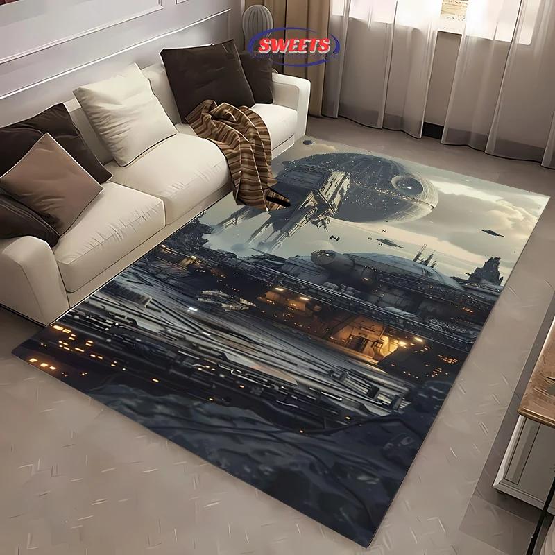 Military Battleship Theme Carpet, Battleship Spaceship Print Living Room Bedroom Mat,Modern Style Rug Battleship Lovers Gift Mat