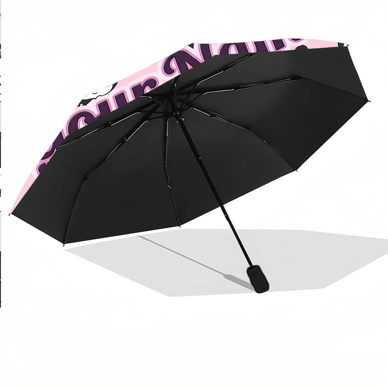 Custom Text Automatic 8 Bone Umbrella, Portable Sun Rain Protection UmbrellaKuromi