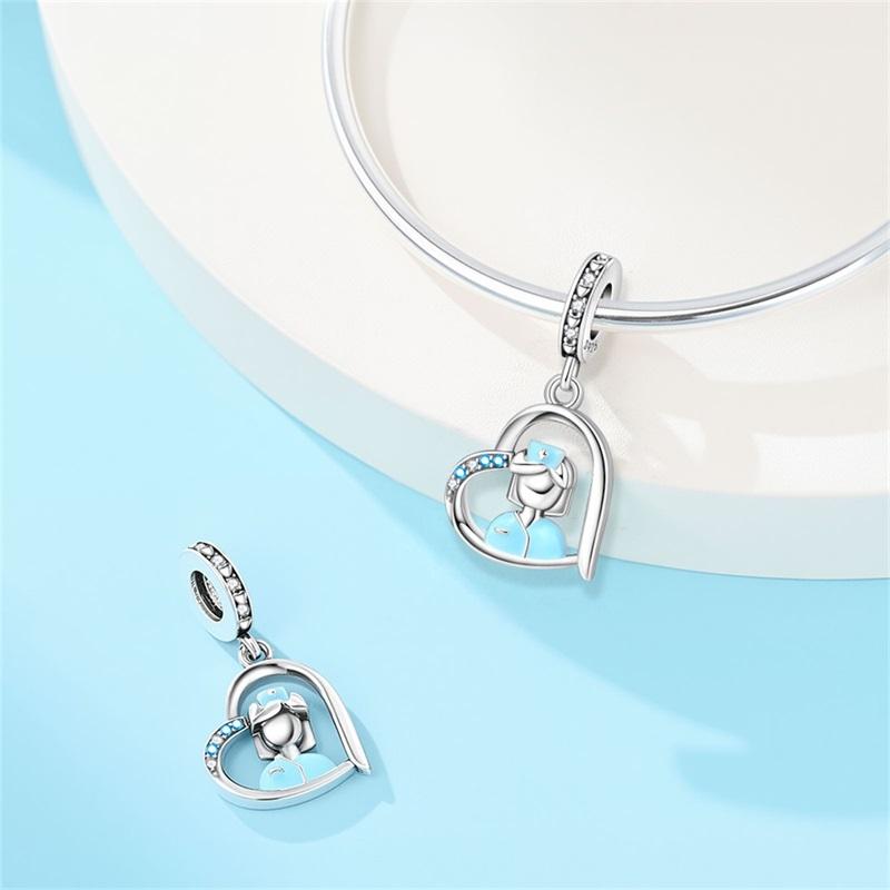 copper Health Collection Nurse Heart Lung Pendant Charm Bead Charms Jewellery Compatible With Authentic Bracelets Necklaces for Women Do It Yourself G