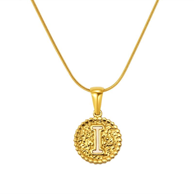 European and American Stainless Steel Letter Necklace for Women - Versatile Titanium Steel Hammered Pendant Jewelry Fashion