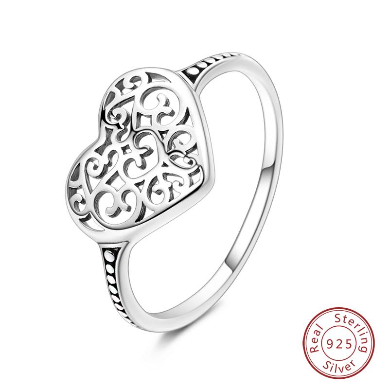 925 Silver Heart Shaped Infinite Minimalist Rings Hollow Celtic Knot Rings For Women Elegant Engagement Wedding Jewelry
