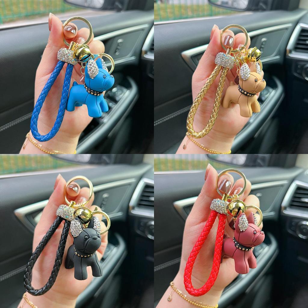 Schattige Hars Bulldog Cartoon Sleutelhanger Met Sprankelende Diamant Autosleutelhanger Dames Tas Hanger Ideaal Cadeau Voor Diverse Gelegenheden