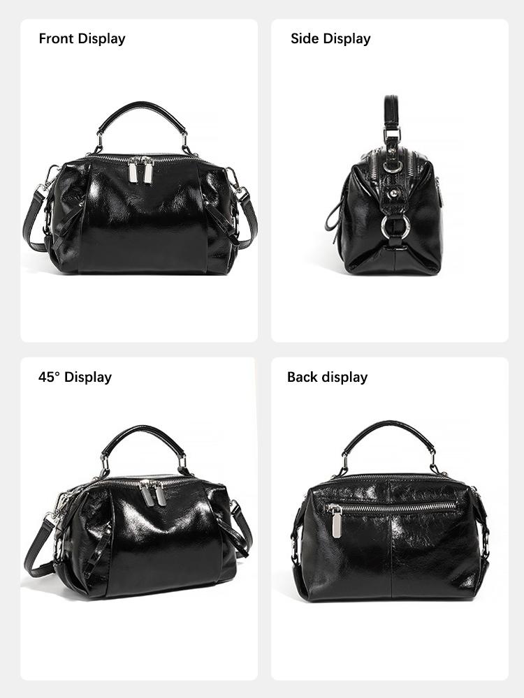 Zency Women High Quality Genuine Leather Boston Bag Roomy Pockets For Everyday Use