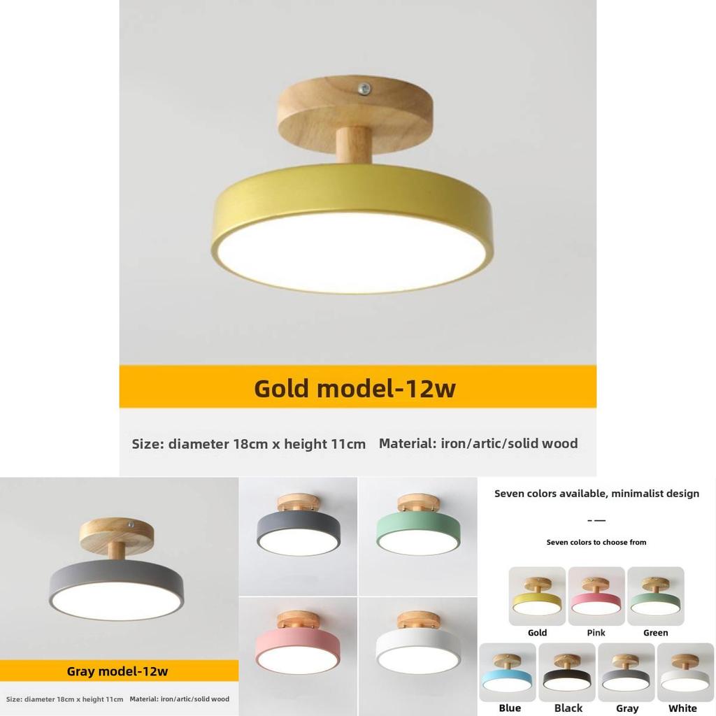 Minimalistische nordische LED-Deckenleuchte mit Holzkörper für die Beleuchtung von Hausfluren