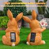 Easter Bunny Figure with Solar Powered Flower Light Waterproof Rabbit Sculpture Rabbit Garden Statues for Patio Yard Lawn Porch