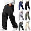 Pantalones de Hombre con Bolsillos y Cordón Pantalones Deportivos Casuales de Pierna Recta