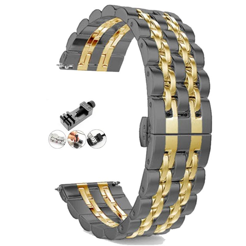 Stainless Steel band For Samsung Galaxy watch 6/5/4/Classic metal link bracelet amazfit GTS-GTR-4-3-mini-bip 3 20mm 22mm strap