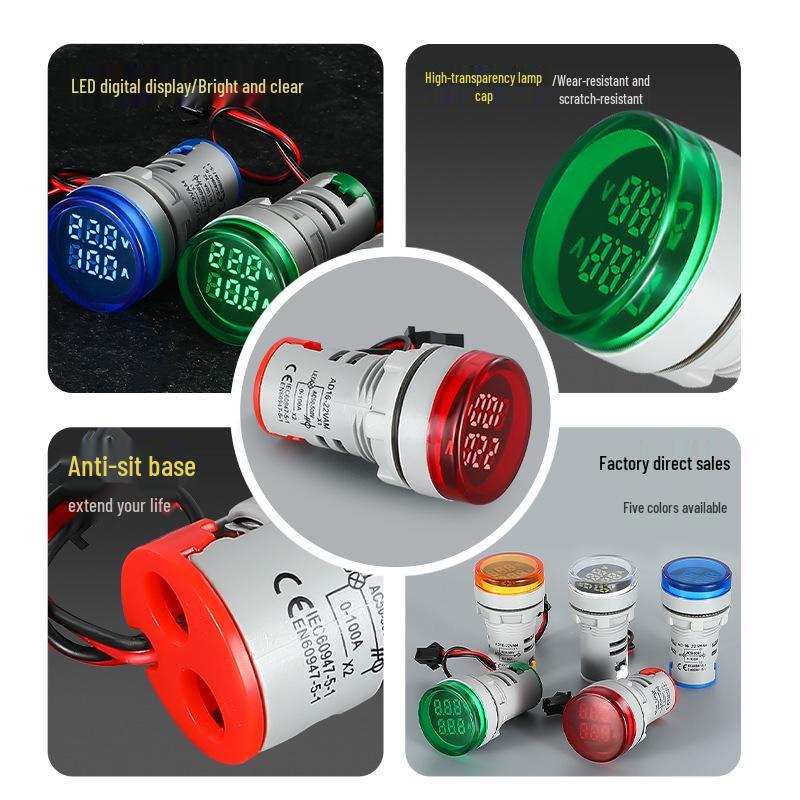 AC Dual Display Voltage & Current LED Meter Indicator Light AD16-22VAM