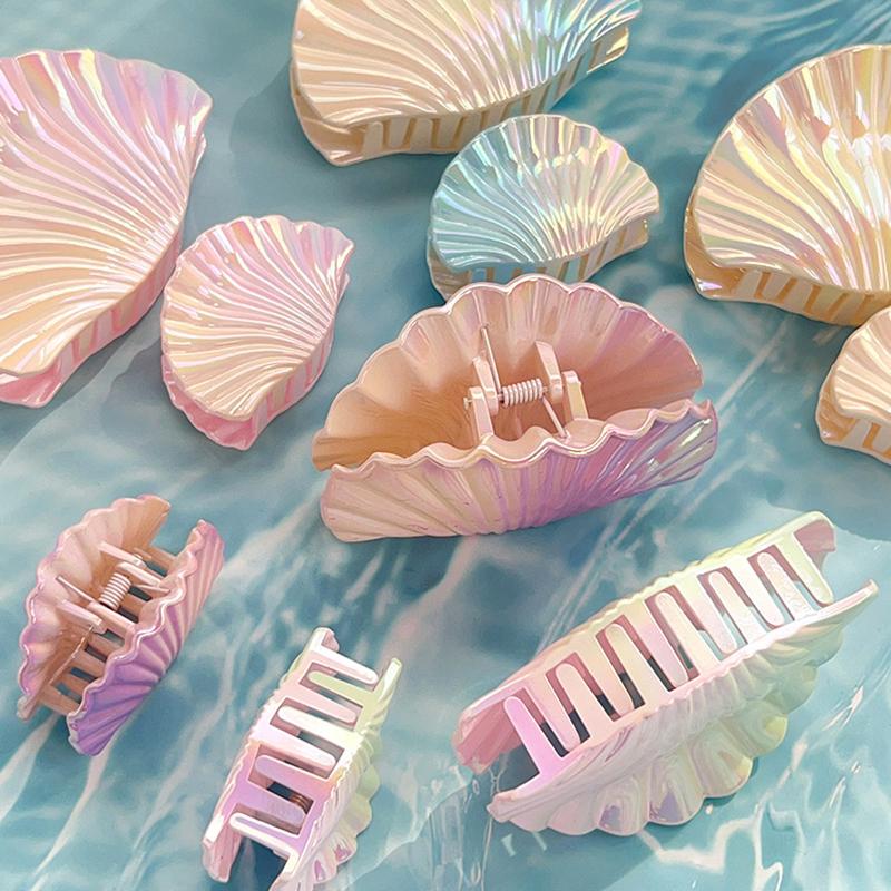 Ocean Shell Large Hair Claw Clips Crab Clamps Women Girls Gradient Colorful Ponytail Hair Barrettes Hairpins Hair Accessories