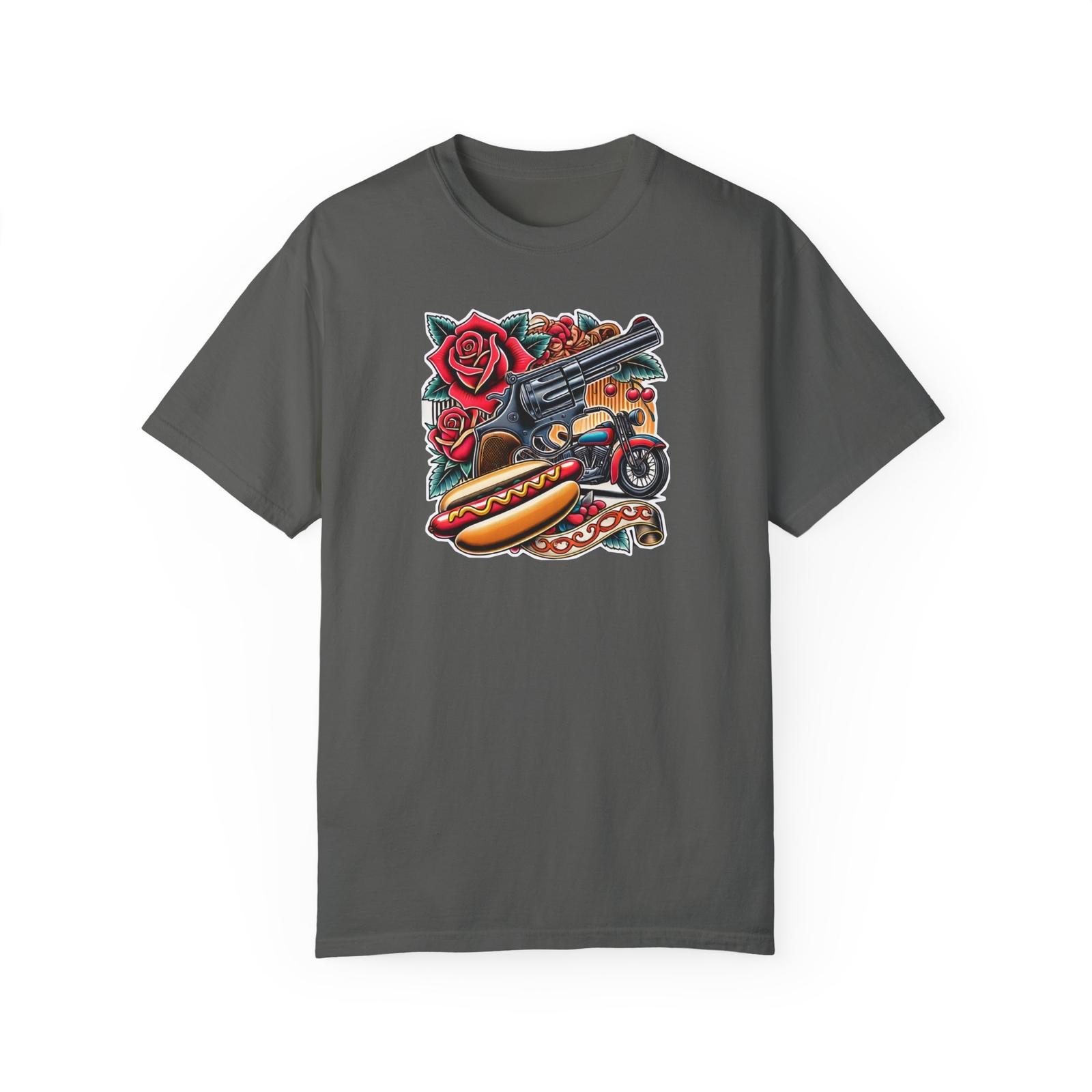 Neo-Traditional Guns & Roses Motorcycle Hot Dog T-Shirt S разноцветный