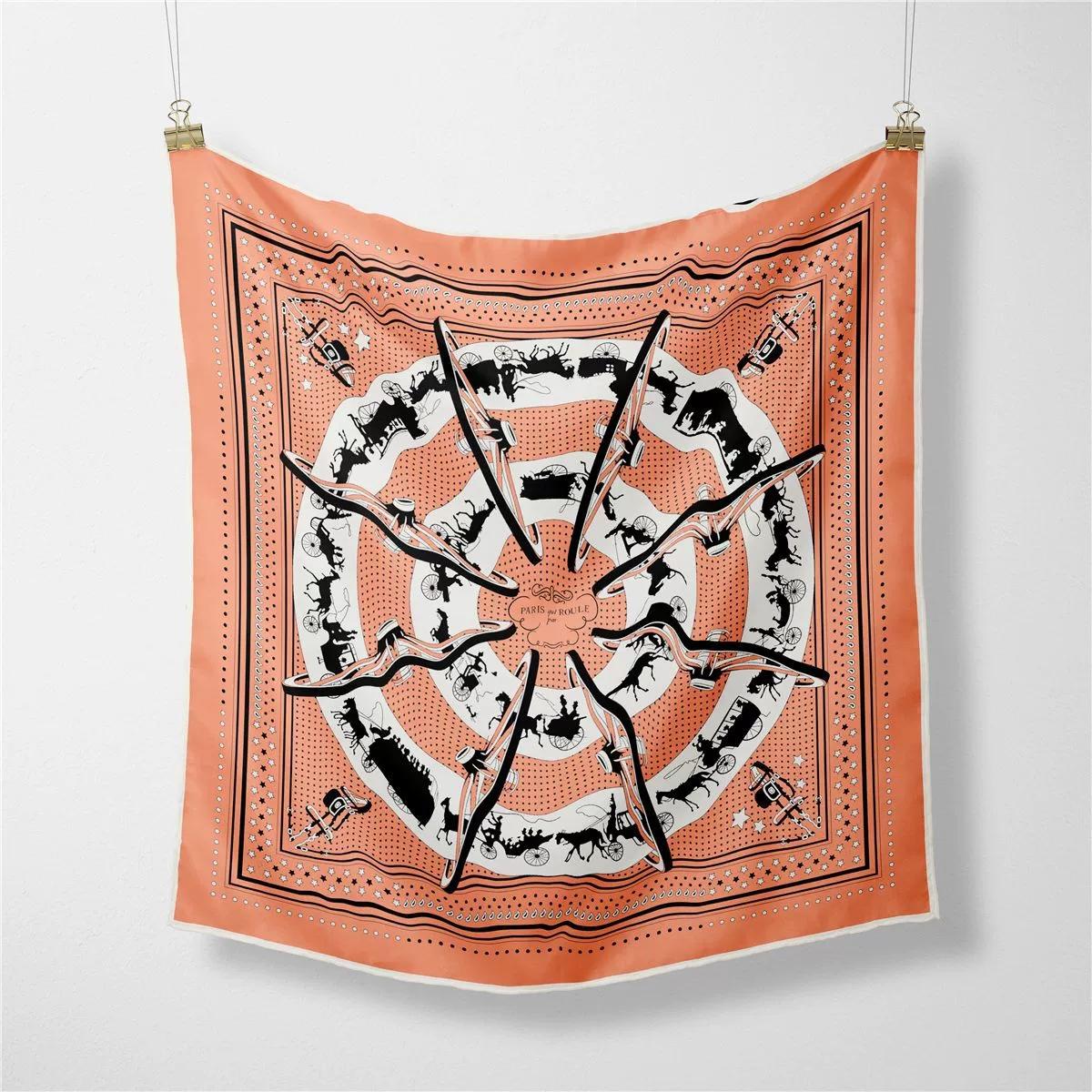 

53cm Vintage Small Square Scarf Hot Ladies Imitation Silk Foulard Hijabs For Women 53x53cm