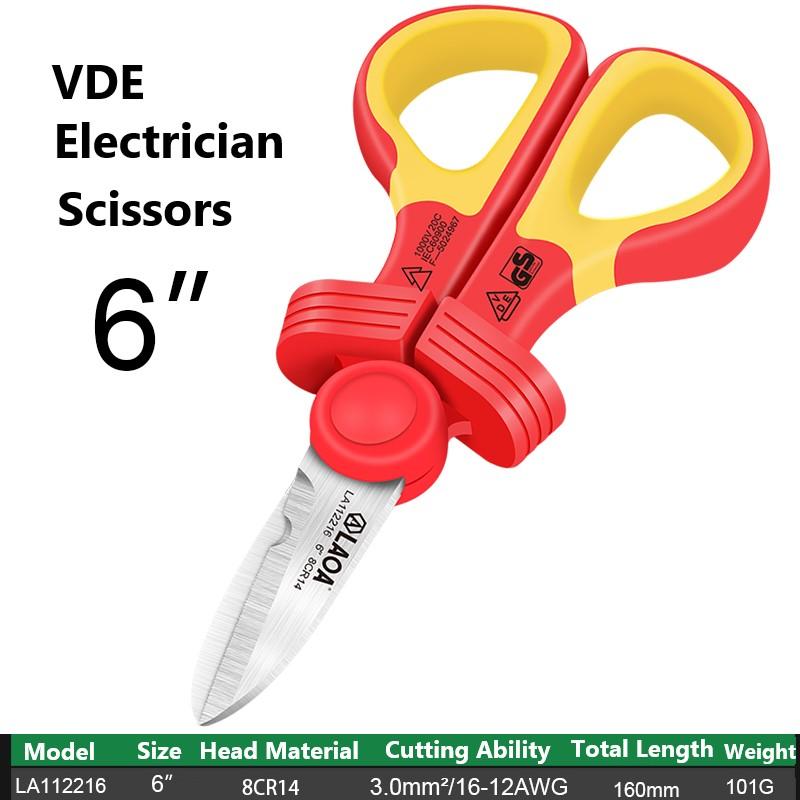 

Ножницы электрика LAOA VDE 1000 В, изолированные, кабельный резак, изогнутые ножницы, обжимной инструмент