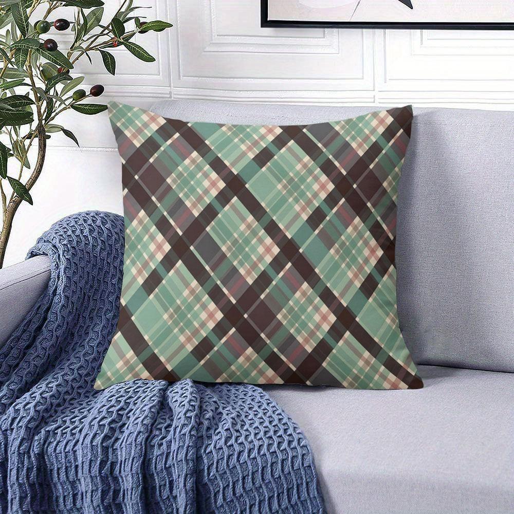 Moss Plaid Square Jacquard Pillow Cover for Sofa Office Waist Cushion Cover Home Decorative Pillowcase